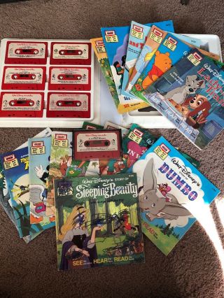 Disney Storyteller Cassette Read - Along 12 Book Set W/ Case 1979 Take - A - Tape Plus