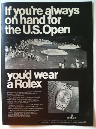 1969 Rolex Oyster Chronometer Datejust Advertising - If You Were On Hand Us Open