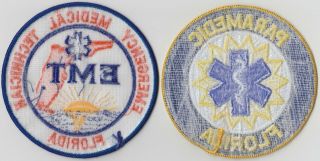 Florida EMS EMT Paramedic Certification Patch Set,  Florida,  Vintage 2