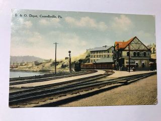 B&o Depot Railway Station Connellsville Pennsylvania Pa Postcard