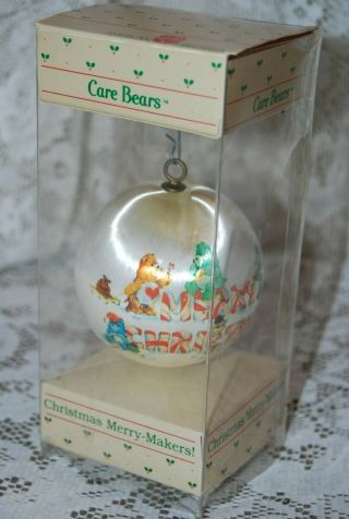 Vintage 1984 American Greetings Care Bears Satin Ball Christmas Ornament W/box