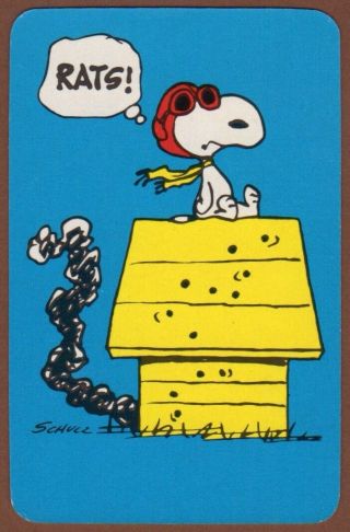 Playing Cards 1 Single Card Old Snoopy On Dog Kennel Rats Peanuts Cartoon Art