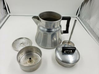 Vtg Usa Pat Applied For Wear - Ever 3008 Aluminum Camping Coffee Pot Percolator