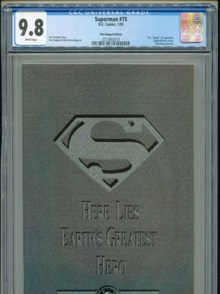 1993 Dc Superman 75 Death Of Superman Poly - Bagged Edition Cgc 9.  8 White Box3