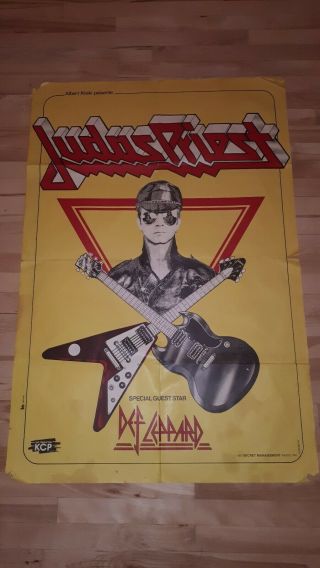 Vintage Judas Priest Def Leppard Giant Poster Tour 1981 Rare