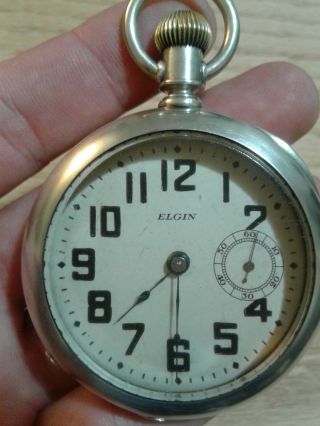 Antique Uncommon Elgin 18 Size Coin Silver Pocket Watch With The Sub - Seconds @ 3
