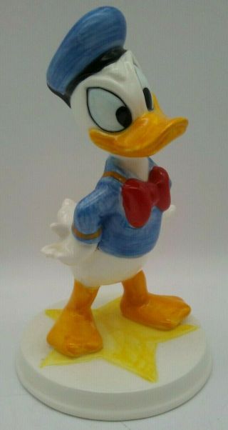 Schmid Walt Disney Donald Duck Vintage Porcelain Figurine On Hollywood Gold Star