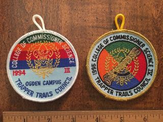 Bsa Trapper Trails Council 1994 & 1995 College Commissioner Science Patches.