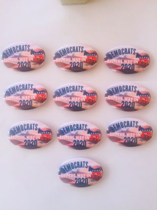 Democratic 2020 Buttons.  Set Of 10 - 1 - 3/4” X 2 - 3/4” Oval Buttons.