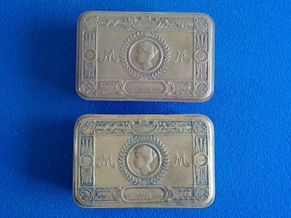 Two Vintage Queen Mary Wwi Christmas 1914 Gift Box Tins