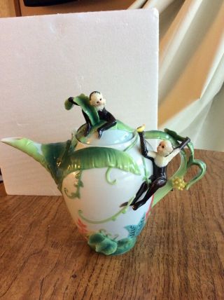Franz Porcelain Fz02006 Teapot Monkey Mischief Kathy Ireland Home