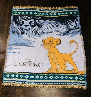 Vintage Lion King Blanket Throw Rug Beacon Disney 90s Simba Tapestry Flawed