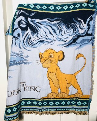 Vintage Lion King Blanket Throw Rug Beacon Disney 90s Simba Tapestry Flawed 2