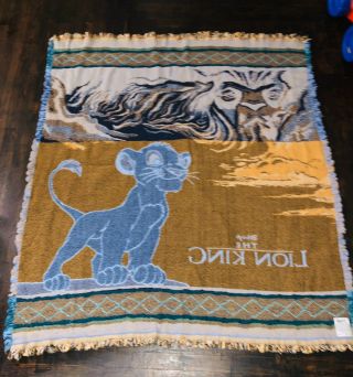 Vintage Lion King Blanket Throw Rug Beacon Disney 90s Simba Tapestry Flawed 3