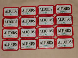 16 Empty Altoids Metal Tins Storage Crafting Red Peppermint Mints Boxes