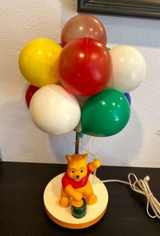 Vtg Winnie The Pooh Balloon Shade Musical Music Box Nursery Lamp