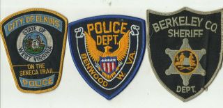 Berkeley / Elkins / Benwood (west Virginia) Sheriff/police Patches