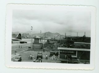 Vintage Photograph Hong Kong Kai Tak Airport Airplane Landing & Tarmac