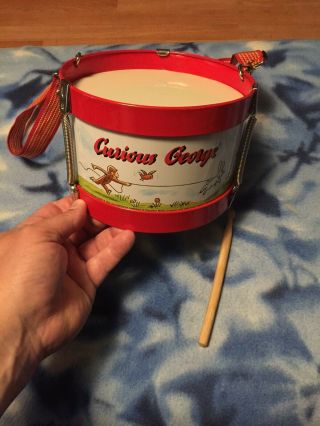 Curious George Tin Drum With 1 Drum Stick