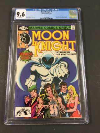 Moon Knight 1,  Cgc 9.  6,  1980 Marvel,  Origin Of Moon Night,  White Pages