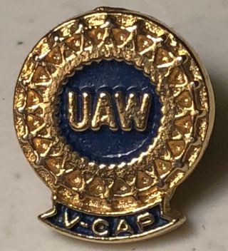 Vintage Uaw United Auto Workers V Cap Community Action Program Lapel Pin Afl Cio