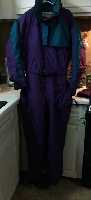 Vintage Columbia Womens Sz Large Ski Snowboard Snow Suit One Piece Hooded