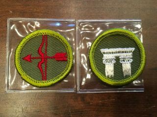 Bsa Merit Badge Re Twill 1960 - 1969 Archery And Architecture
