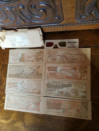 8 Walt Disney 3d Mini Comics Cheerios Promotions C1954 3d Glasses Mailer