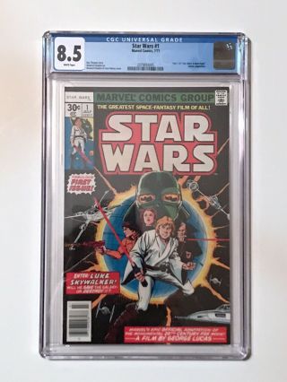 Star Wars Number 1 Comic Book 1977 First Print Cgc White Pages 8.  5.  Just Came