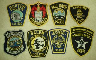 8 Different Massachusetts Police & Sheriff Patches