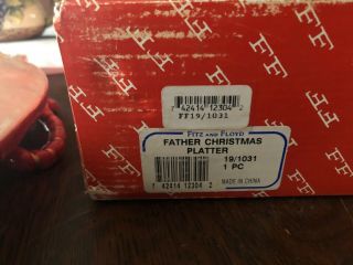 Large Fitz And Floyd Father Christmas Poinsettia Platter w Box 3