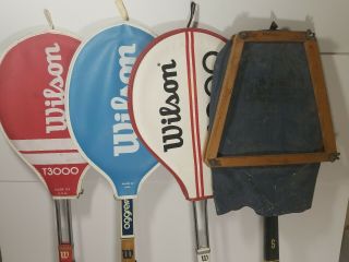 Vintage Tennis Rackets W/ Covers Wilson T2000 T3000 Agressor Spalding Fast Flite