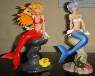 Set Of 2 Neon Genesis Evangelion Mermaid Extra Figures By Sega - Rei & Asuka