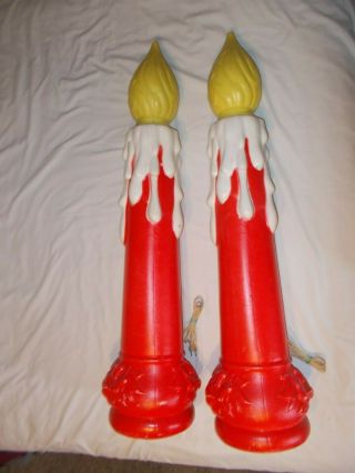 Vintage 39 " General Foam Plastics Blow Mold Candles Lighted Christmas Pair