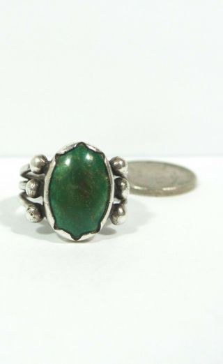 Large Vintage Old Pawn Navajo Silver Natural Green Royston Turquoise Ring 8.  5