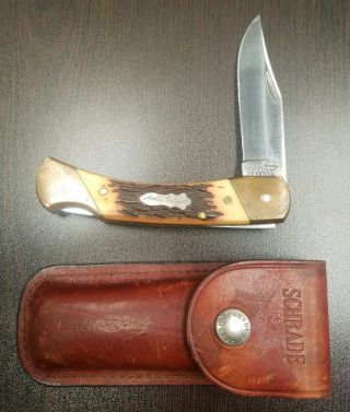 Vintage Schrade Uncle Henry Lb8 Folding Lockback Pocket Knife A46748 W/sheath