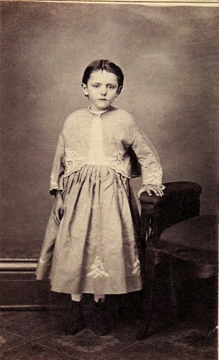 Vintage Old 1866 Cdv Photo Of Boy In Dress & Civil War Hand Cancelled Stamp