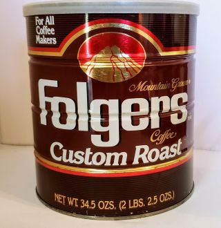 Vintage Folgers Coffee Can Folgers Custom Roast Coffee Tin 1991 Can 2lbs 2.  5oz