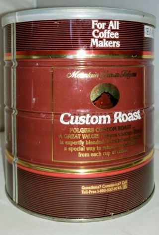 Vintage Folgers Coffee Can Folgers Custom Roast coffee tin 1991 can 2lbs 2.  5oz 3
