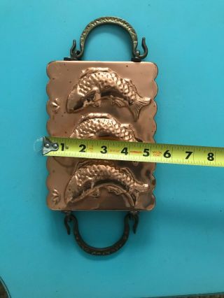 Vintage Copper Fish Mold Wall Wrought Iron Farmhouse French Provence 3