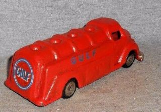 Gulf Oil Tank Delivery Truck Cast Iron 6 " L Great Collectible Toy