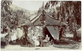 Large Antique 1890s Albumen Photo Of Camping On Catalina Island,  California