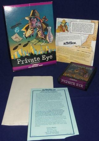 Vintage Atari 2600 Activision Private Eye Complete Video Game Cib