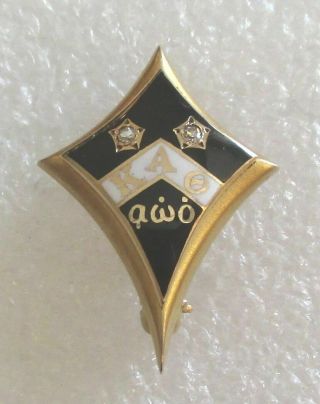 Vintage 14k Gold/onyx/diamonds Kappa Alpha Sorority Pin Not Scrap Jewelry 3.  2g
