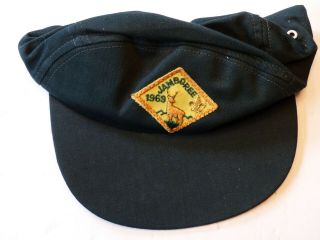 Boy Scout Bsa 1969 National Jamboree Green Hat Ex.  Large Size 7 3/8 7 1/2