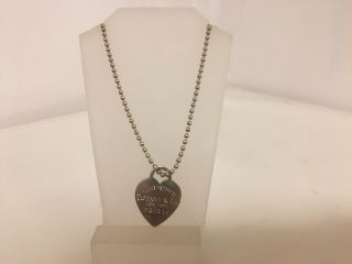 Vintage Tiffany & Co.  Sterling Silver Heart Please Return To Necklace 30 "