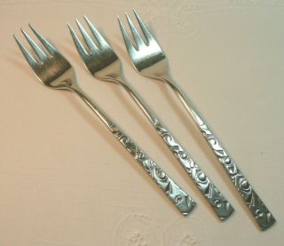 International 1847 Rogers Bros " Navaho " 3 Salad Forks Black Accent Stainless