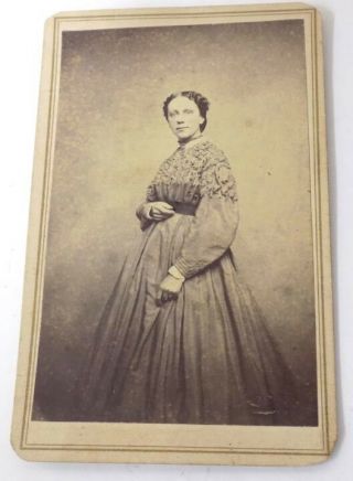 Cdv Photo Woman In Dress With Heavily Smocked Top B & J Stehl Baltimore