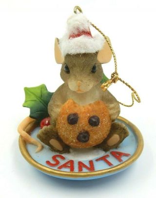 Charming Tails Fitz & Floyd " Cookie For Santa " Christmas Hanging Ornament