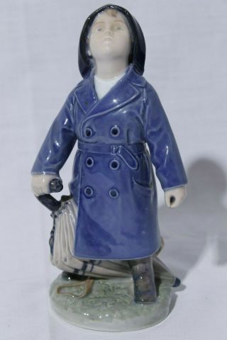 Royal Copenhagen Boy With Umbrella Porcelain Figurine 3556